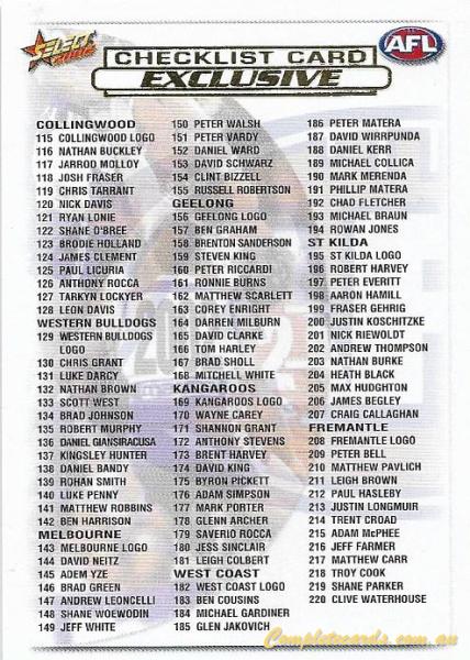 2002 AFL Select AFL Exclusive