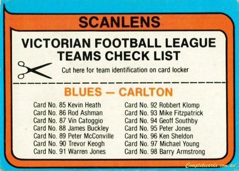 1969 AFL VFL Scanlens