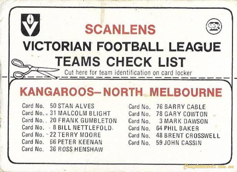 1969 AFL VFL Scanlens