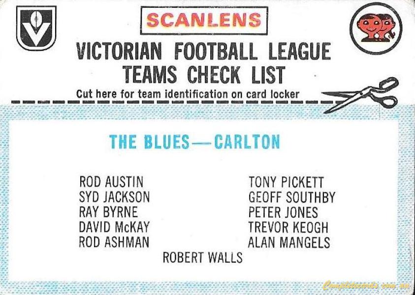 1969 AFL VFL Scanlens