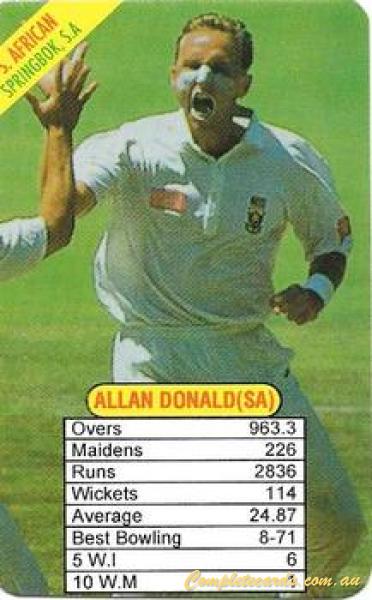 1997 Universal Cricket Test Superstars Trump Game (Bowlers)