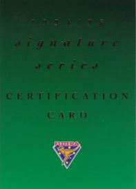 1994-95 Futera Cricket - Signature Series Certificate of Authenticity