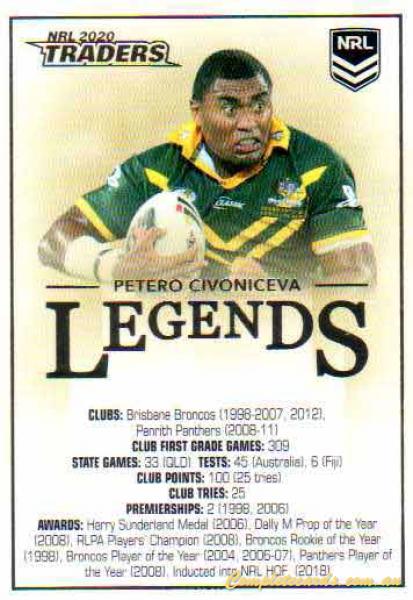 2020 NRL Traders - Legends Case Card