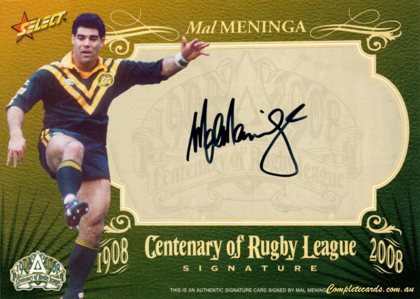 2008 NRL Centenary - Oversized Master Set - Signature