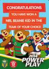 2014 NRL Power Play - Beanie Kids Redemption