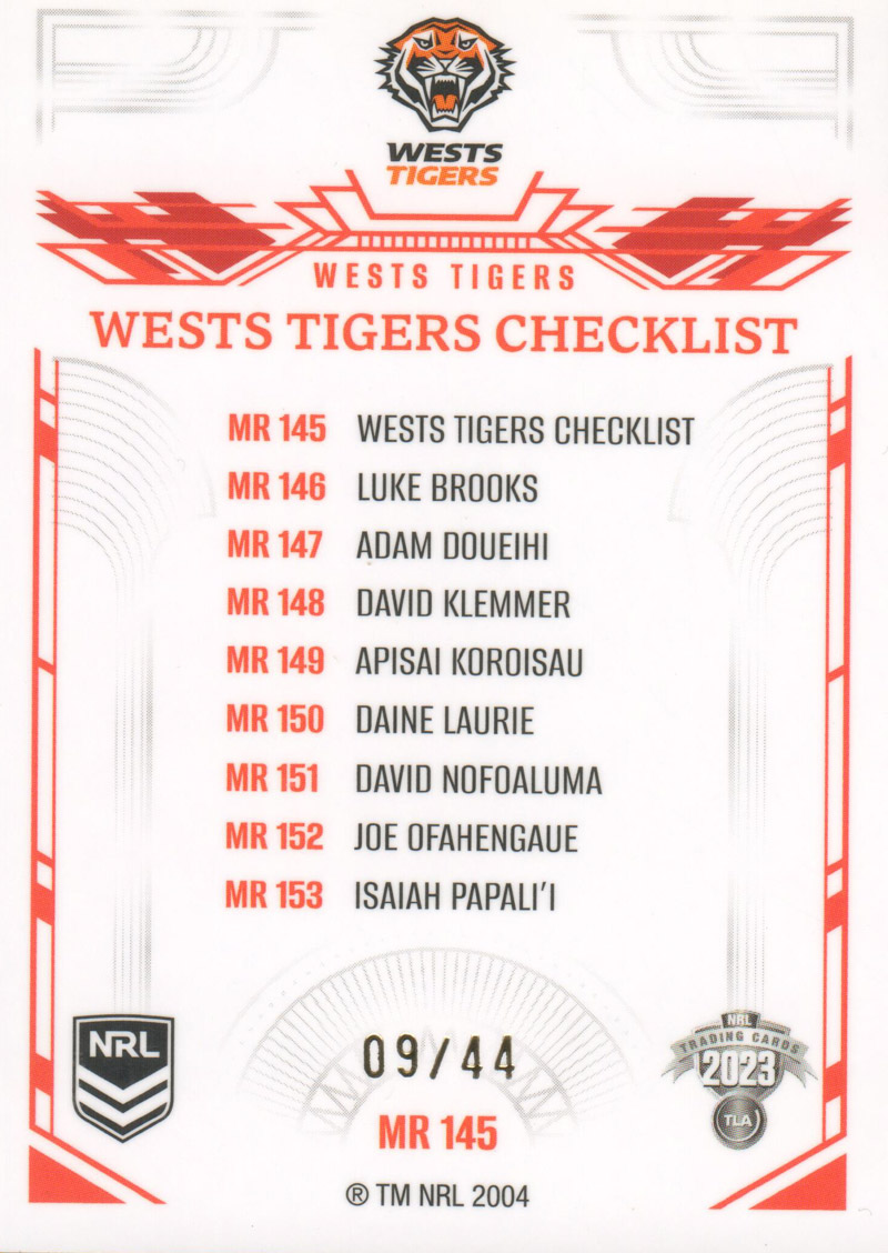 Checklist back