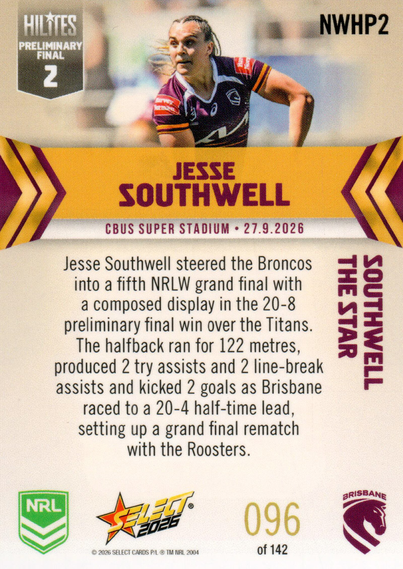 Jesse Southwell back