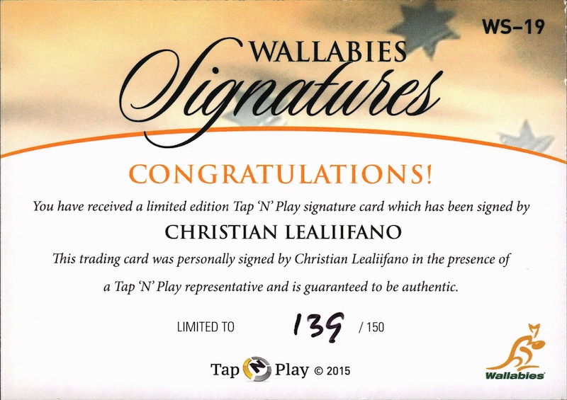 Christian Lealiifano back