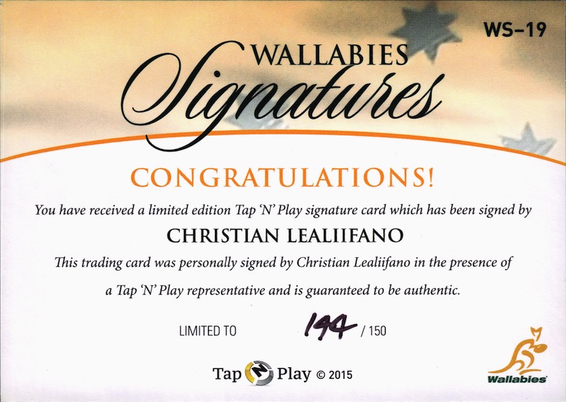Christian Lealiifano back