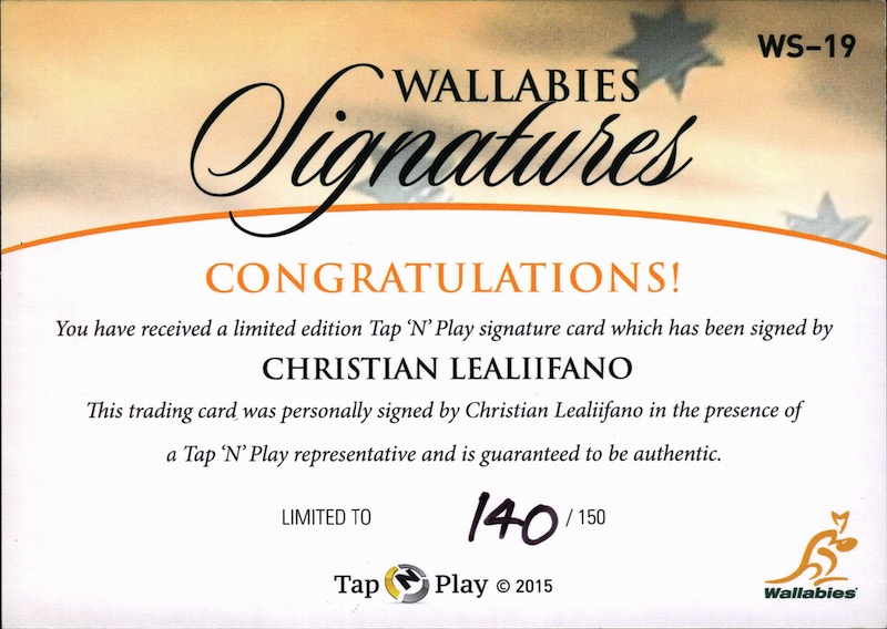 Christian Lealiifano back