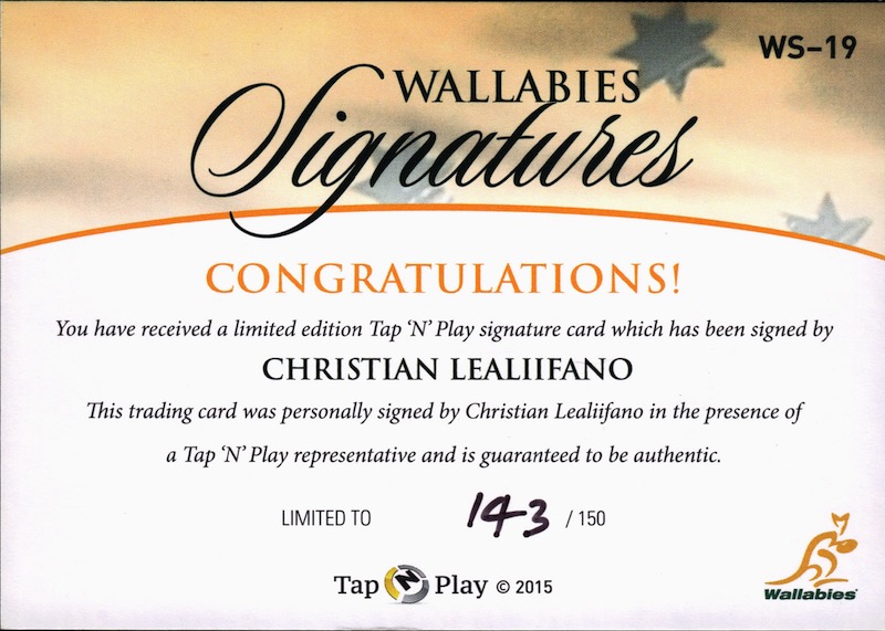 Christian Lealiifano back