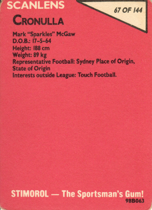Mark McGaw back