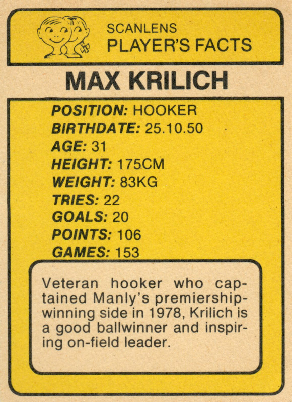 Max Krilich back