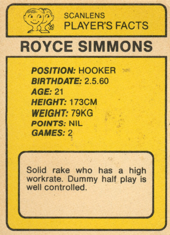 Royce Simmons back