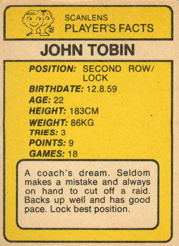 John Tobin back