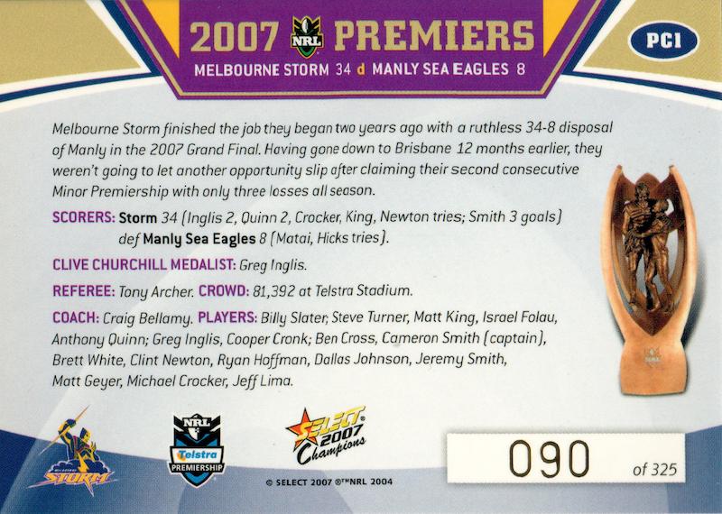 Premiers Team Picture back
