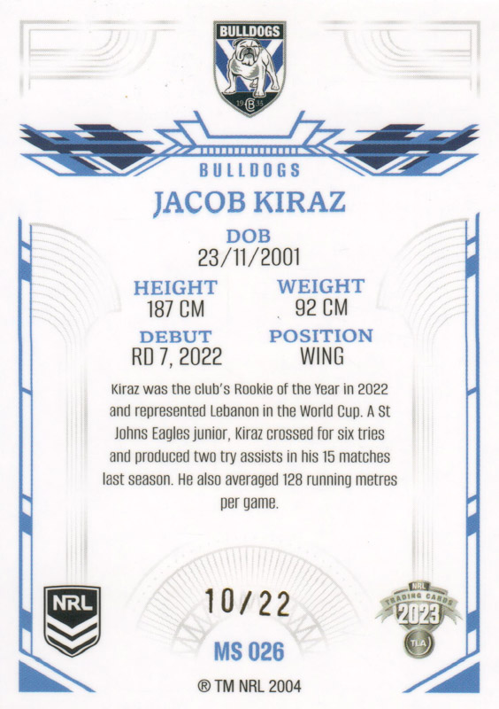 Jacob Kiraz back
