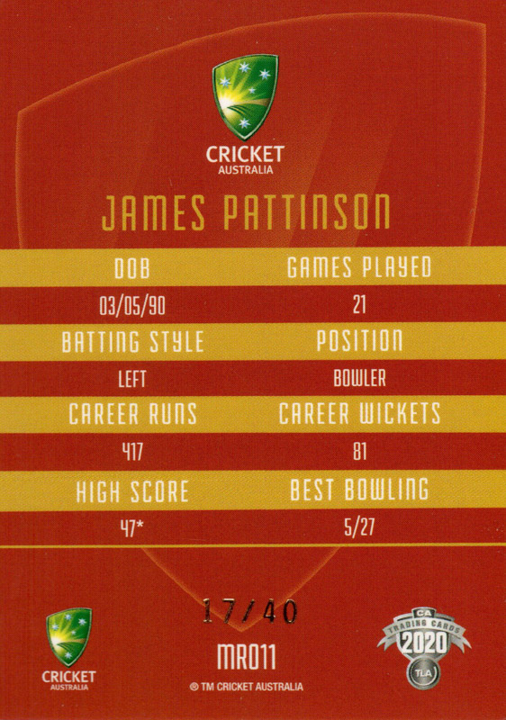 James Pattinson back
