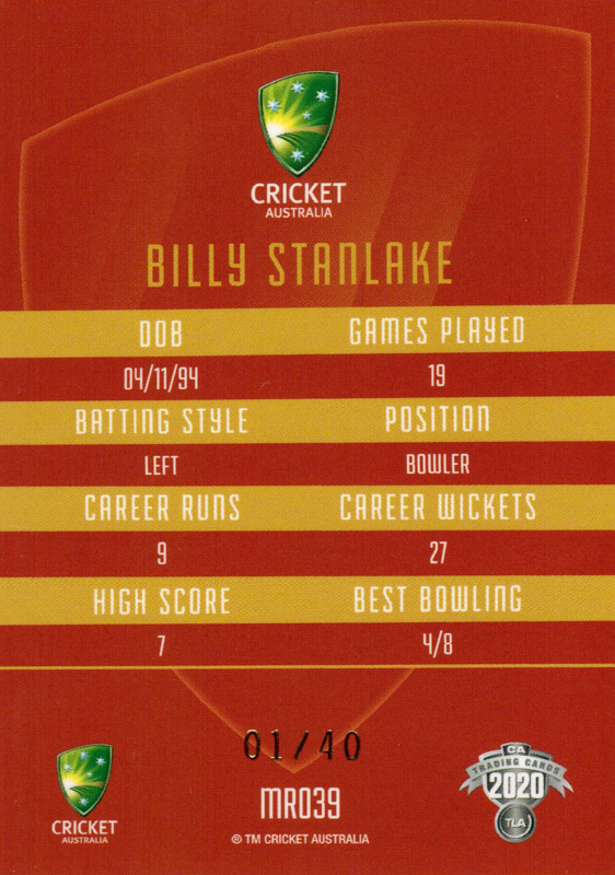 Billy Stanlake back
