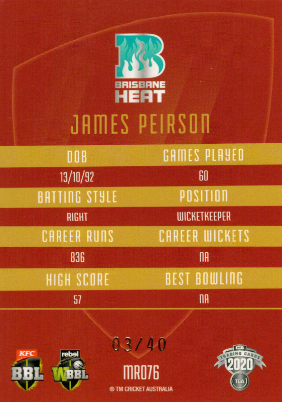 Jimmy Peirson back