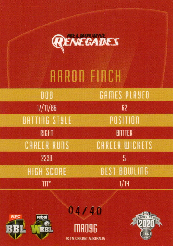 Aaron Finch back