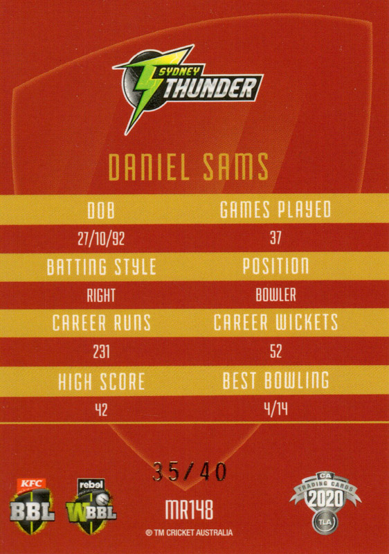 Daniel Sams back