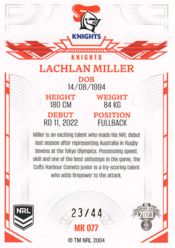 Lachlan Miller back