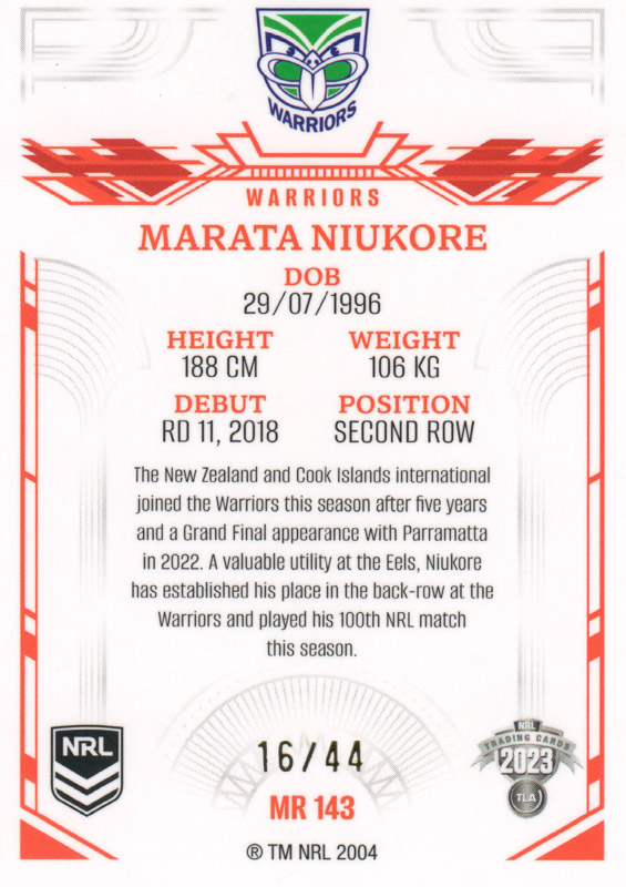 Marata Niukore back