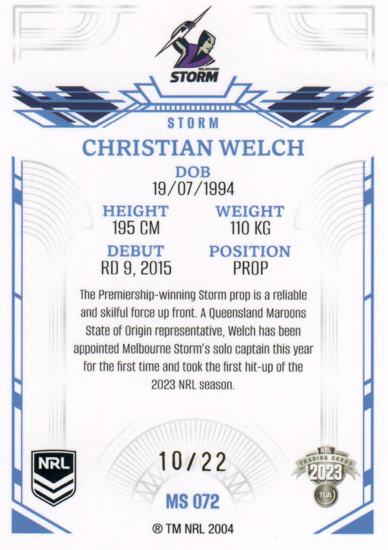 Christian Welch back