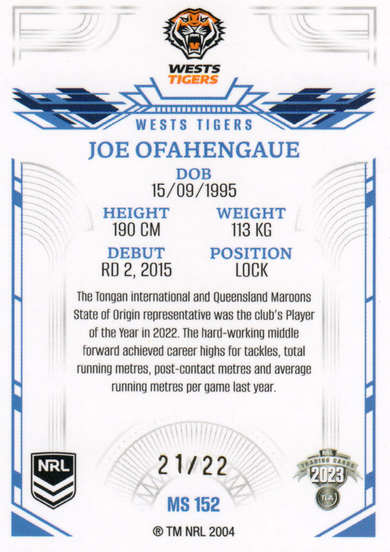 Joe Ofahengaue back