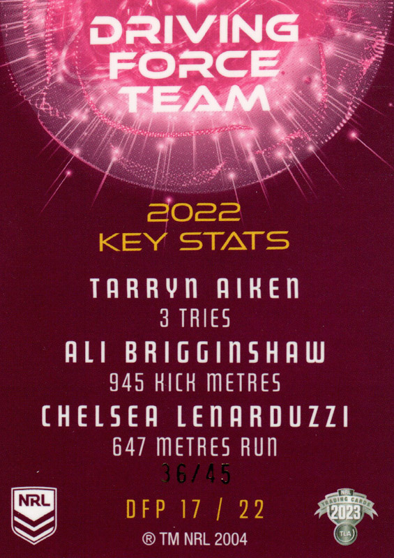 Tarryn Aiken / Ali Brigginshaw / Chelsea Lenarduzzi back