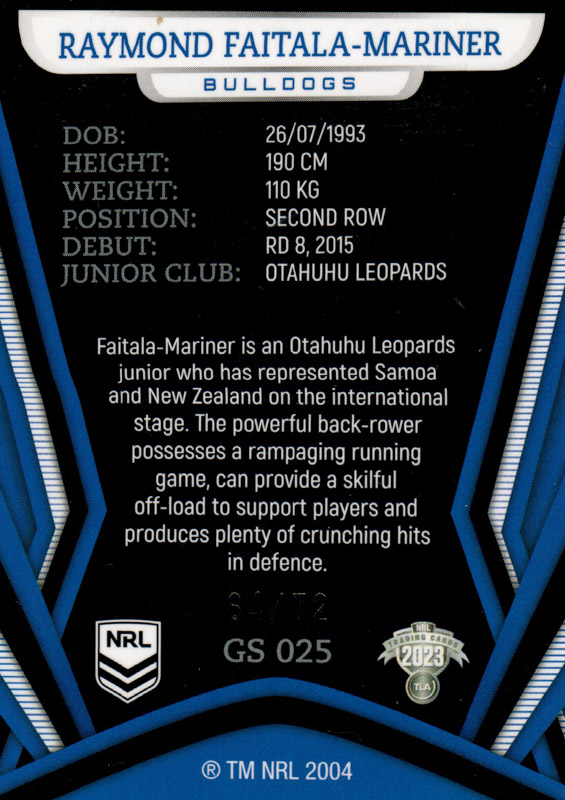 Raymond Faitala-Mariner back