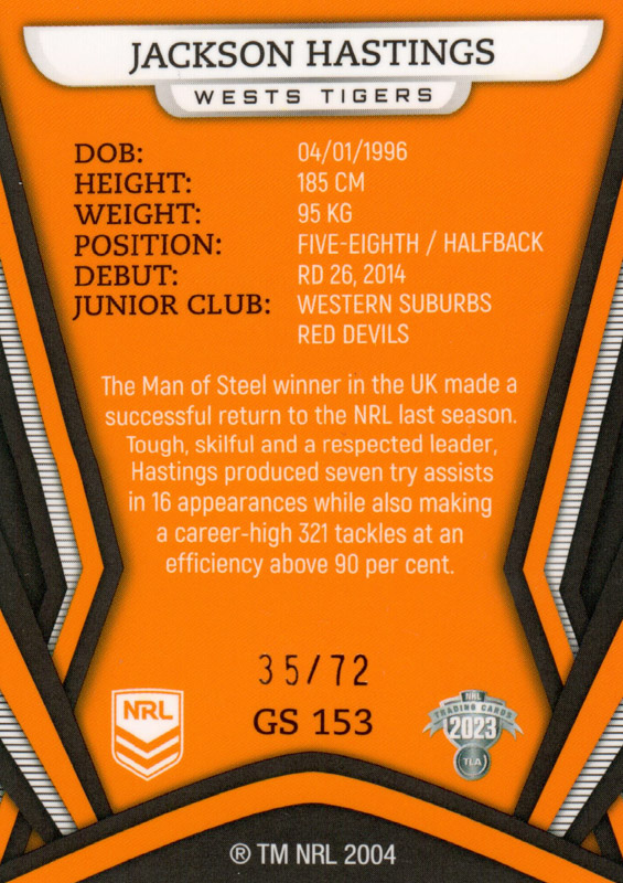 Jackson Hastings back
