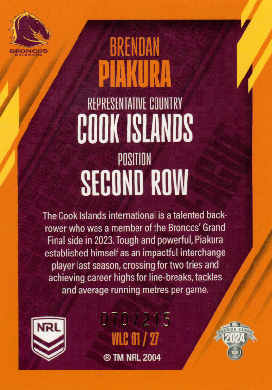 Brendan Piakura back