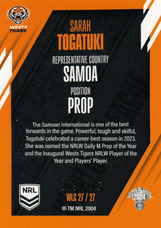 Sarah Togatuki back
