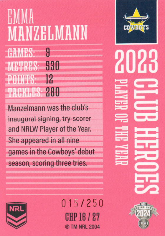 Emma Manzelmann back