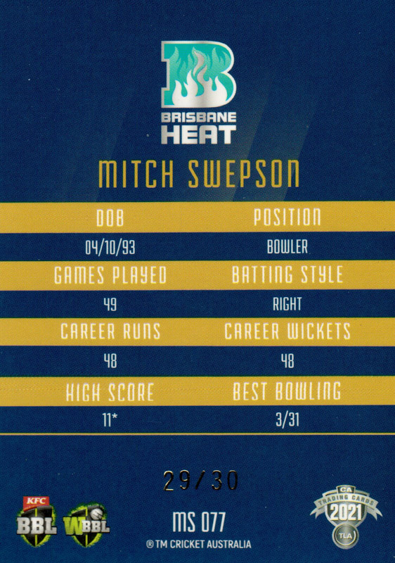 Mitchell Swepson back