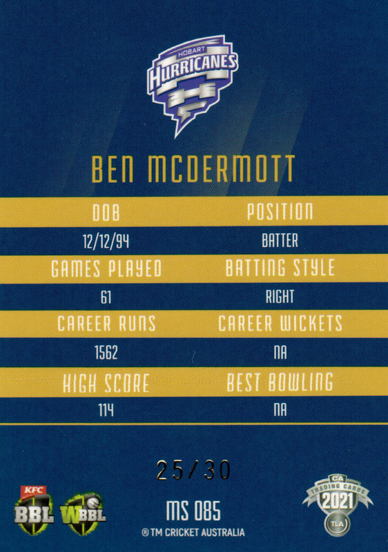 Ben McDermott back