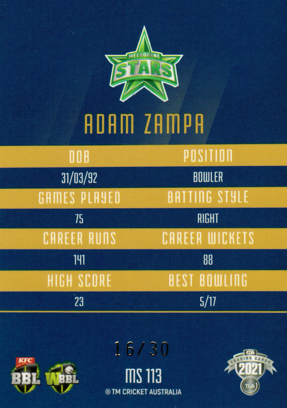 Adam Zampa back