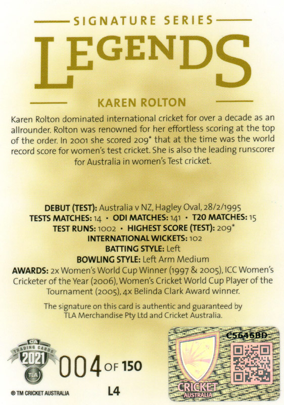 Karen Rolton back