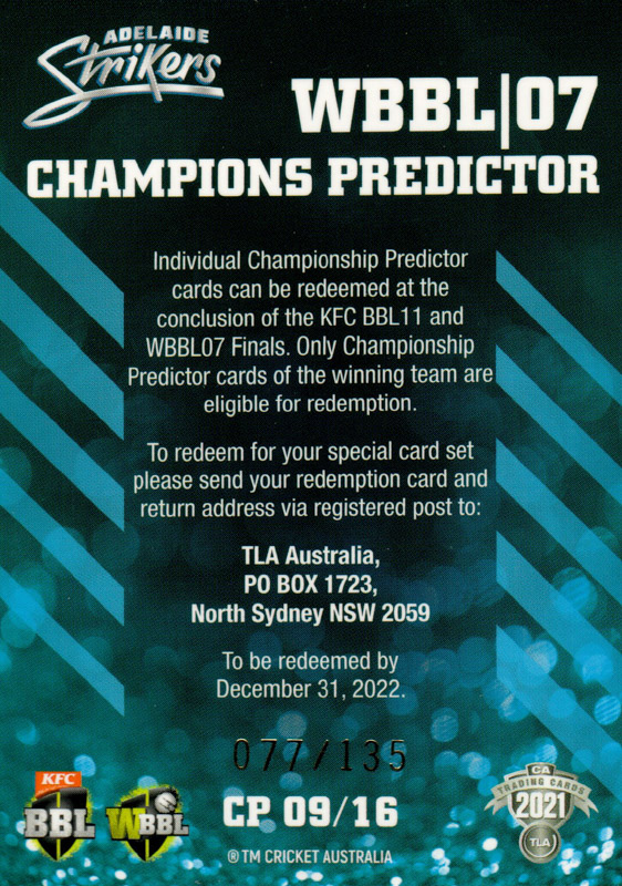 Adelaide Strikers - WBBL 7 back