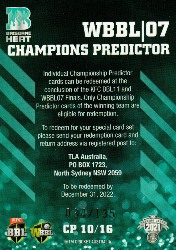 Brisbane Heat - WBBL 7 back