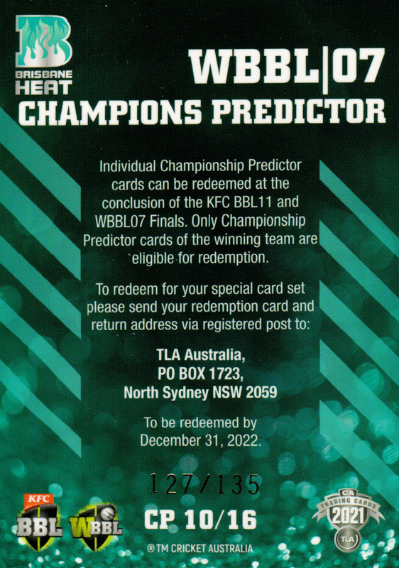 Brisbane Heat - WBBL 7 back