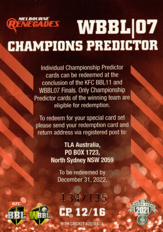 Melbourne Renegades - WBBL 7 back