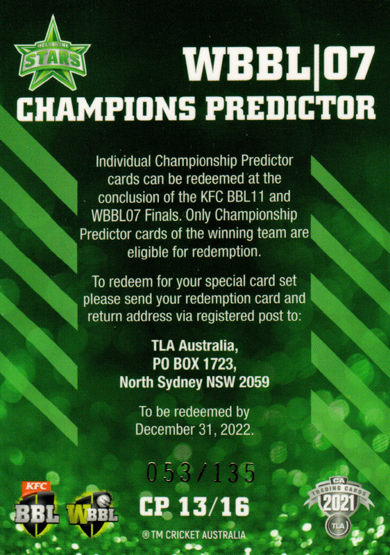 Melbourne Stars - WBBL 7 back
