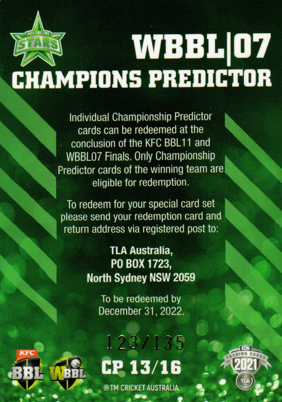 Melbourne Stars - WBBL 7 back