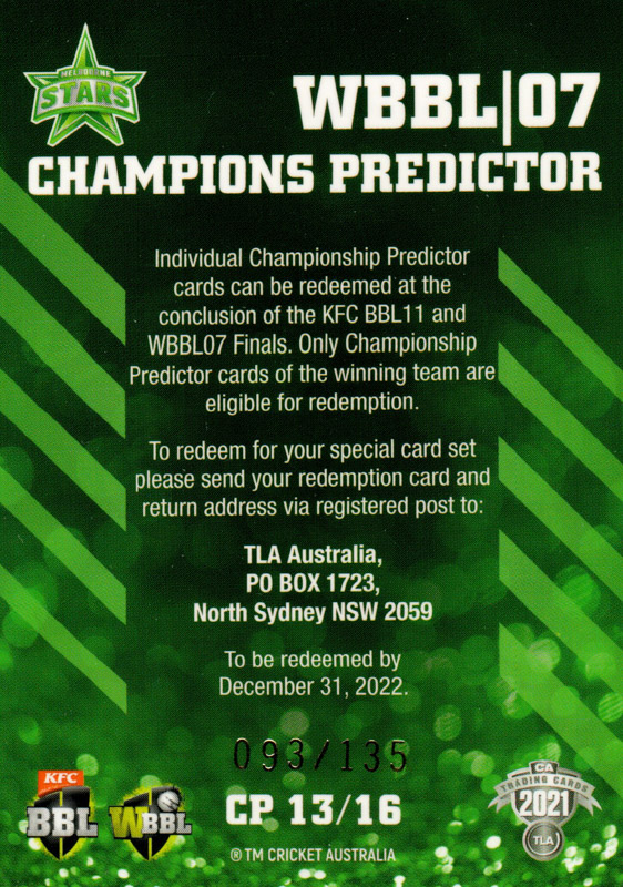 Melbourne Stars - WBBL 7 back
