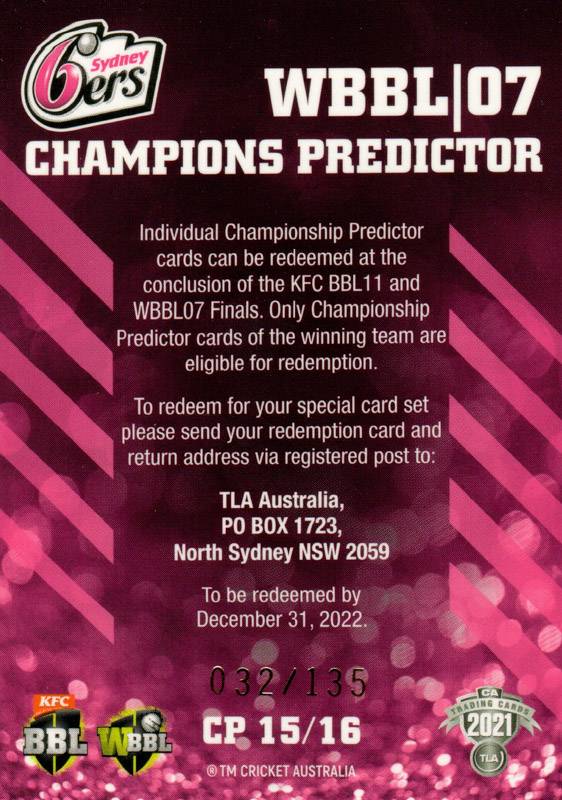 Sydney Sixers - WBBL 7 back