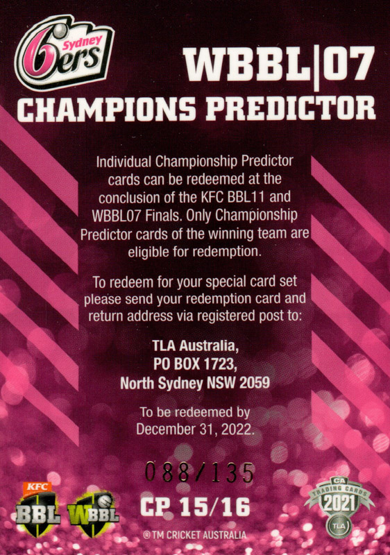 Sydney Sixers - WBBL 7 back