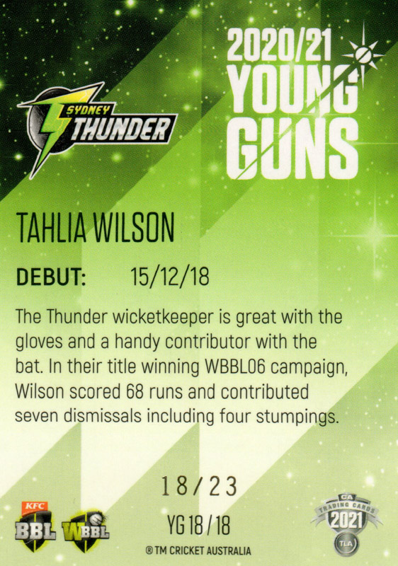 Tahlia Wilson back